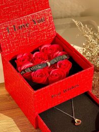 red rose gift box with necklace