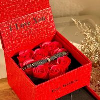 red rose gift box with necklace